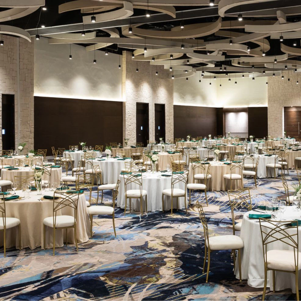 Elegant ballroom venue set for weddings, galas, and special events at Hyatt Zilara Cap Cana.