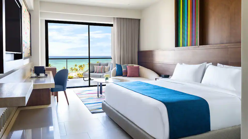 Presidential Suite king bedroom with ocean-view balcony at Hyatt Zilara Cap Cana.