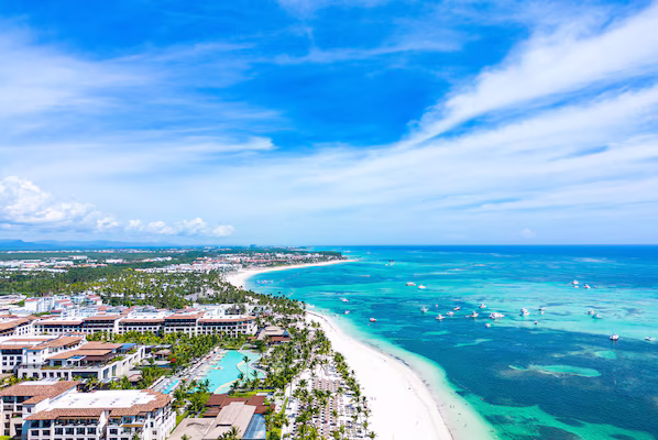 Punta Cana Beach near Hyatt Zilara Cap Cana with beautiful white sand beaches and clear Caribbean waters