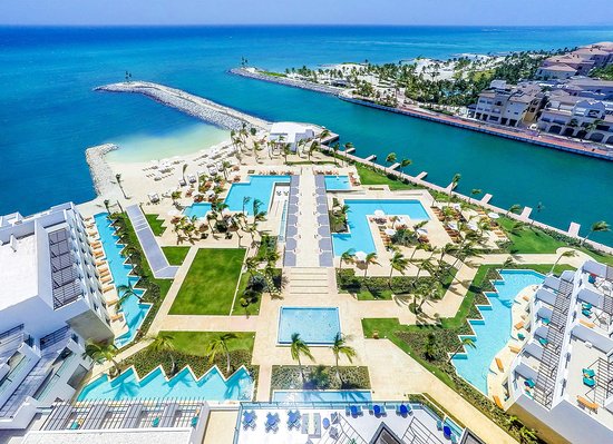 TRS Cap Cana adults-only waterfront resort overlooking the marina in Cap Cana, Dominican Republic.