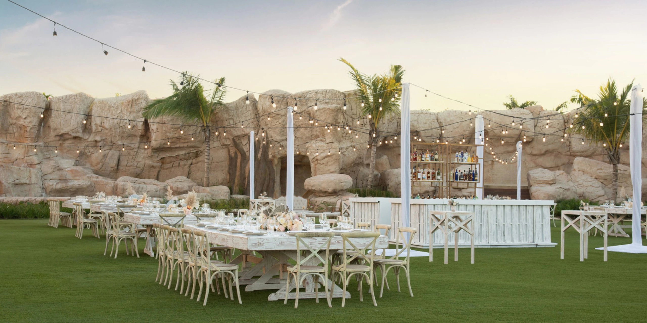 Waves Lawn outdoor wedding reception setup at Hyatt Zilara Cap Cana