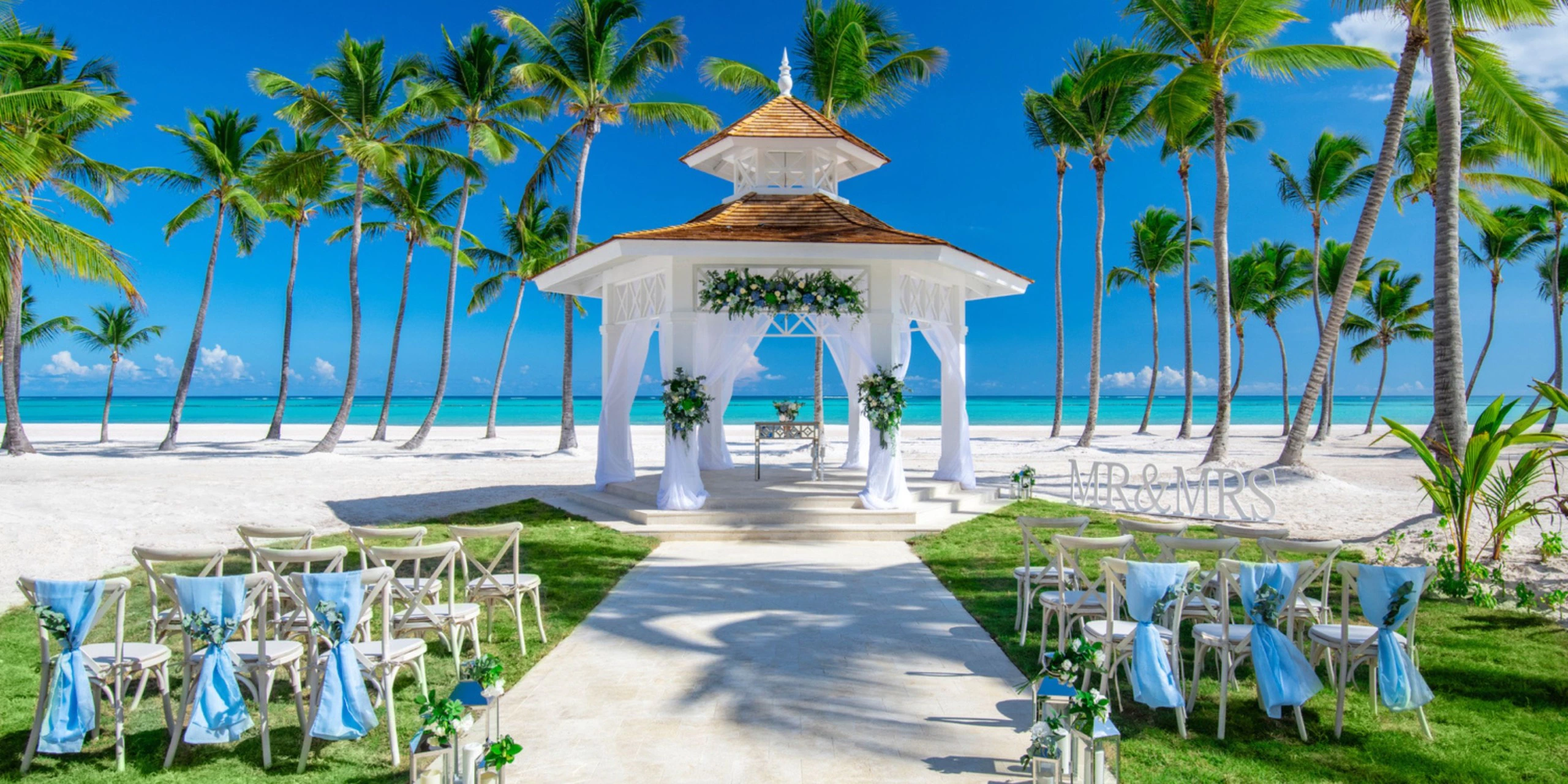 Beachfront wedding gazebo overlooking the Caribbean Sea at Hyatt Zilara Cap Cana